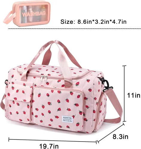 Vista 133 de Pequeña bolsa de gimnasio para mujer, bolsa de viaje con compartimento para zapatos