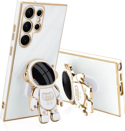 Vista 13 de Pepmune Compatible con Samsung Galaxy S22 5G Funda, Linda Funda de Astronauta 3D con Soporte Rectangular de Silicona Chapada con Protección Completa