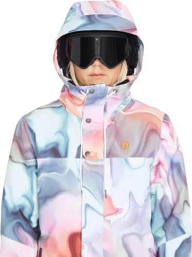 Vista 8 de Volcom Chaqueta con capucha Bolt para mujer, con aislamiento para snowboard y esquí, Negro