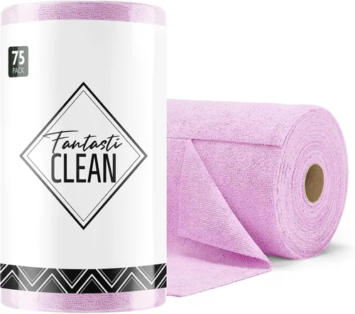 Vista 26 de Fantasticlean - Rollo de paño de limpieza de microfibra, 75 hojas, 12 x 12 pulgadas (beige) Super Absorbent, Lint-free, Tear-away Microfiber Towel