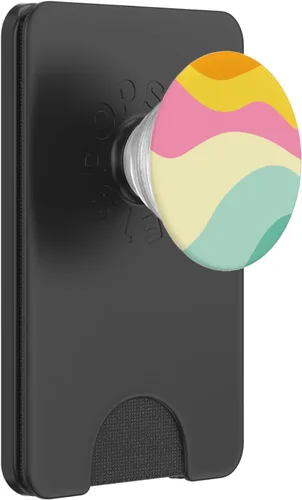Vista 8 de Retro Waves Swirls Pastel Rainbow Rayas Onduladas de los años 70 PopSockets Estético PopGrip Estándar