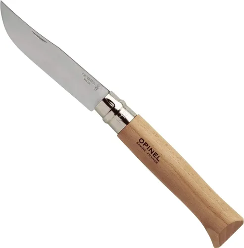 Vista 15 de OPINEL Nº 06 INOX - Cuchillo de bolsillo plegable de acero inoxidable Sandvik, mango de madera de haya, hoja de 2.87 pulgadas, collar de bloqueo