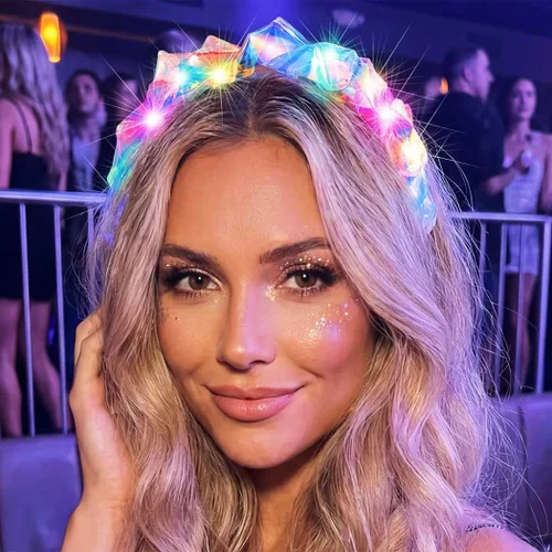 Vista 7 de BARTOSI Diademas iluminadas con luz LED, diadema brillante, accesorios para el cabello para mujeres y niñas