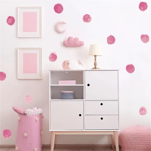 Vista 8 de 6 hojas de 72 calcomanías de pared de lunares de acuarela colorida, calcomanías de pared de arte de arco iris, vinilo extraíble para niños Colorido