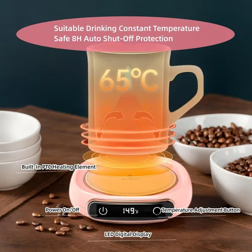 Vista 4 de Calentador de tazas de café para escritorio, calentador de tazas multiusos para todas las botellas y tazas; calentador de tazas de calentamiento