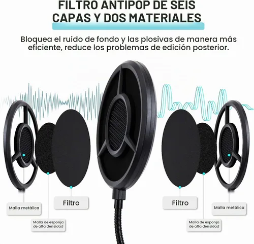 Vista 2 de Filtro de Espuma Antipop Blue Yeti - 5.5 Pulgadas de Diámetro, 6 Capas, Filtro Antipop para Cubierta de Micrófono, Pantalla Antipop Yeti Compatible