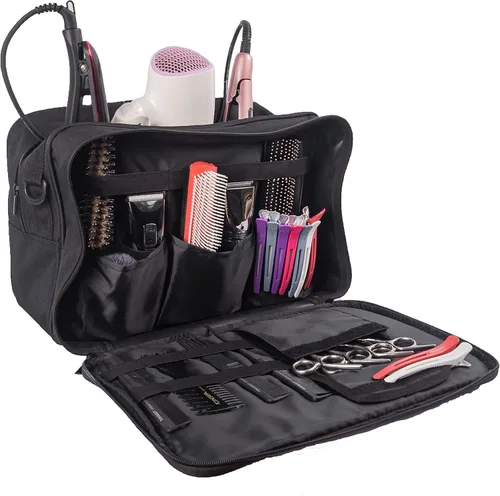 Vista 4 de Bolsa de herramientas de peluquería para peluquería de gran capacidad, equipo de pelo de poliéster, organizador de hombro, kit de aseo