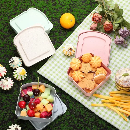 Vista 7 de NADUSEP Contenedores para sándwiches, recipientes para loncheras, caja de plástico con forma de tostada, para almacenamiento de alimentos con tapa