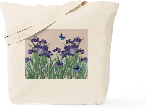 Vista 13 de CafePress Bolso de compras de lona beige natural reutilizable con diseño de mariposas