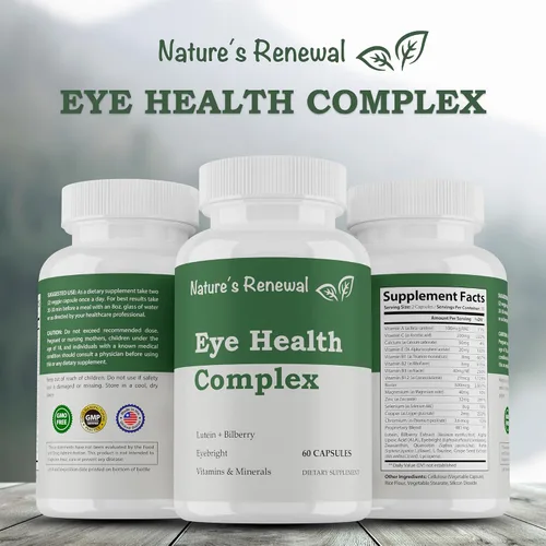 Vista 2 de Nature's Renewal Suplemento complejo de salud ocular - Luteína, zeaxantina, licopeno, arándano, ojos de la vista, carotenoides, hierbas de apoyo