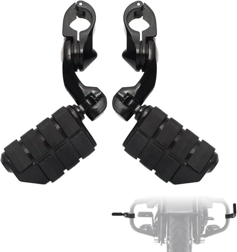 Vista 9 de FOVPLUE Estriberas de carretera de 1.25" para Harley Touring Softail Dyna CROMO LARGO ANGULADO