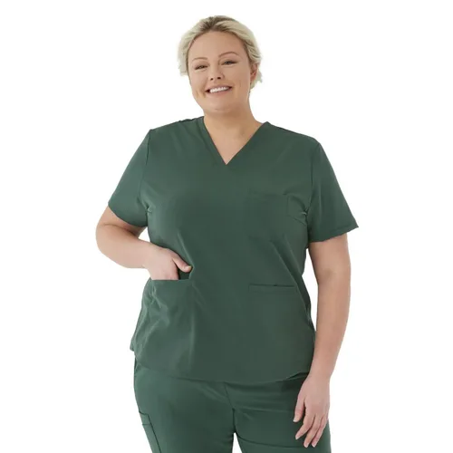 Vista 4 de Camiseta médica Lex con cuello en V y tres bolsillos para mujer, talla L