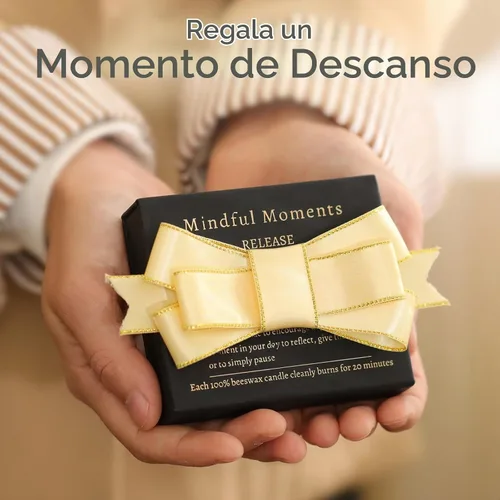 Vista 7 de Juego de velas de meditación consciente con 12 mini velas cónicas de cera de abeja con soporte de latón para oración y reflexión, regalos