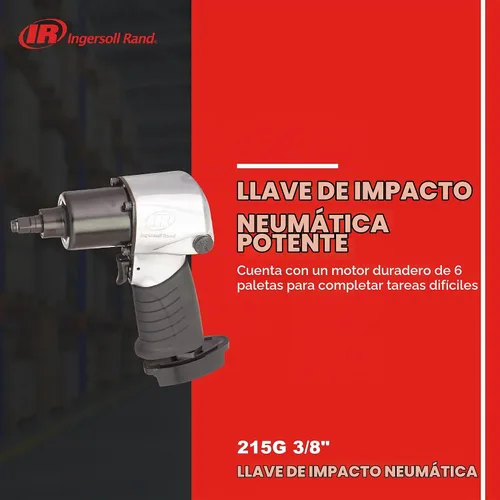 Vista 2 de Ingersoll Rand Llave de impacto neumática 215G 3/8", par máximo de 160 pies-libras, empuñadura de pistola