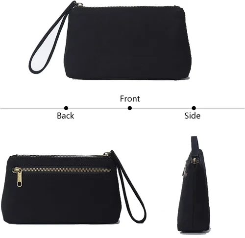 Vista 6 de Bolsa de nailon para pulseras de maquillaje, bolsa de pulseras impermeables con bolsillo con cremallera, bolsa para tarjetas de crédito