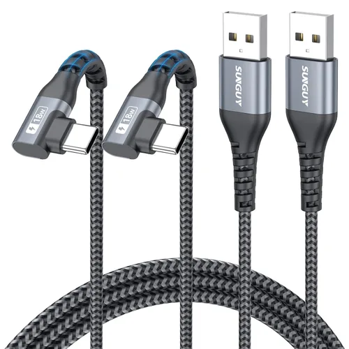Vista 10 de Cable USB C de ángulo recto de 6 pulgadas, cable USB C corto de carga