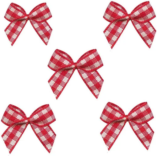Vista 11 de VIVIQUEN 50 mini lazos de cinta a cuadros con flores a cuadros, lazos de cinta a cuadros, apliques de bricolaje para costura, álbumes de recortes