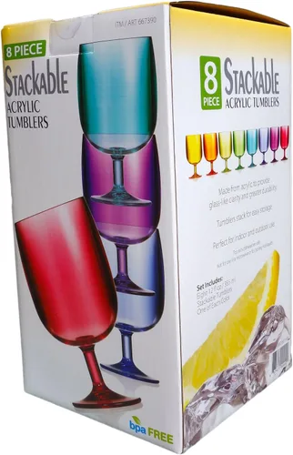 Vista 3 de Vasos acrílicos apilables coloridos - Juego de 8