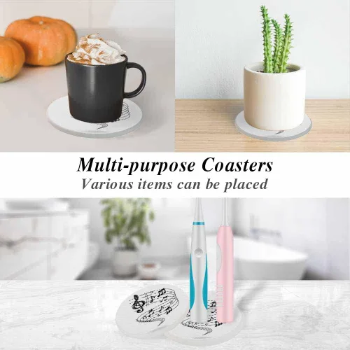Vista 6 de oFloral Juego de 2 posavasos con notas musicales para líneas de bebidas, melodía, simples y creativas, para decoración del hogar, juego de 2, 4