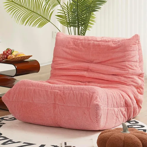 Vista 3 de N&V Silla junto a la chimenea, sofá de suelo sin brazos de mediados de siglo, silla de salón de suelo suave de corduroy premium, silla de sofá