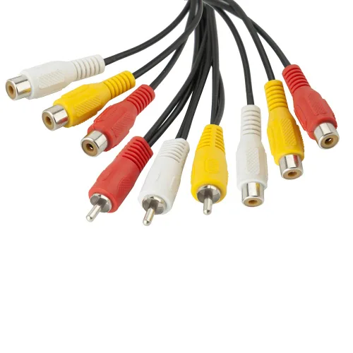 Vista 3 de TENINYU 3 divisor de cable RCA, 3 RCA macho a 6 RCA hembra enchufe AV divisor de audio y video cable adaptador de 12 pulgadas
