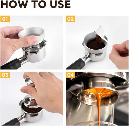 Vista 8 de Mango portafiltro espresso sin fondo de 2.126 in, portafiltro de repuesto compatible con Breville BES870; BES875; BES878; máquinas de café BES880 +