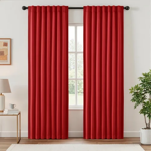 Vista 10 de ANRODUO Juego de 2 cortinas con bloqueo de luz del 99%, cortinas de 84 pulgadas de largo, cortinas negras para dormitorio, cortinas con aislamiento