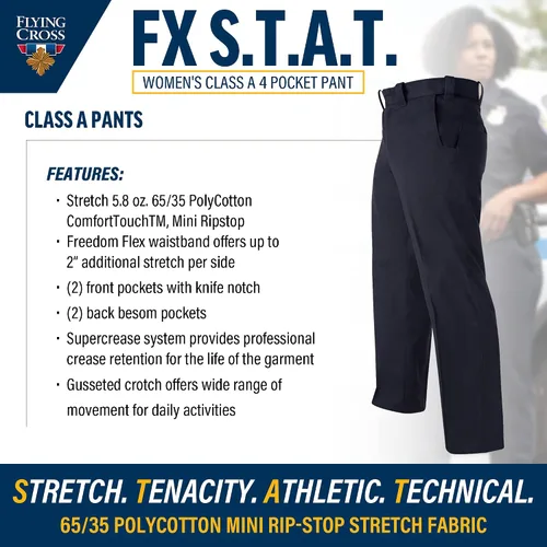 Vista 2 de FX STAT Womens Law Enforcement Duty Pants, Police Uniform, Fire Department, EMS, Unhemmed, Class A 4-Pocket