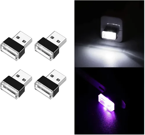 Vista 8 de Ziciner 6 PCS Lámpara de Ambiente Interior de Coche LED USB, Mini Luz Nocturna LED Portátil, Kit de Iluminación Ambiental de Maletero con Interfaz