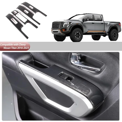 Vista 6 de Cubierta para interruptor de elevación de ventana compatible con Nissan Titan 2016-2023, accesorios de cubierta de panel de botón de elevación