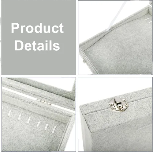 Vista 5 de RealPlus Organizador de bandeja para collar con tapa de cristal 20 ganchos collar y joyería