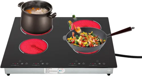 Vista 11 de Cocina de cerámica, 20 x 12 pulgadas, 2 quemadores integrados, estufa eléctrica con control táctil, temporizador de bloqueo infantil, estufa