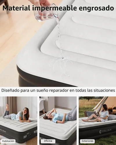 Vista 6 de CHILLSUN Colchón de aire doble con bomba incorporada, cama inflable