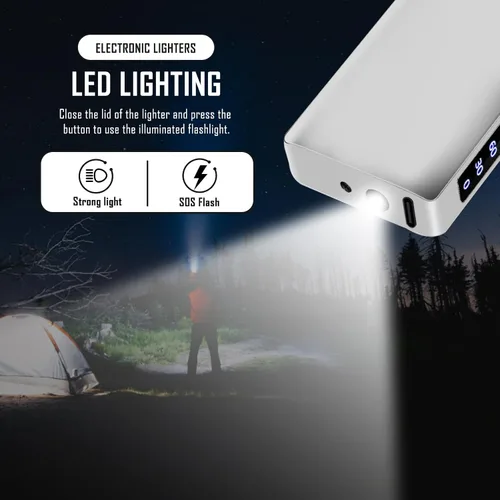 Vista 7 de SKRFIRE Encendedor eléctrico resistente al viento recargable – Diseño de arco de plasma, carga USB, linterna multimodo e indicador de batería