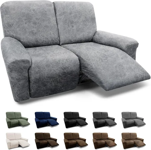 Vista 38 de Fundas para Sillón de 2 Piezas con Cojín en T, Fundas de Aspecto de Cuero para Sofá, Fundas para Sillas, Protector de Muebles Elástico, Funda