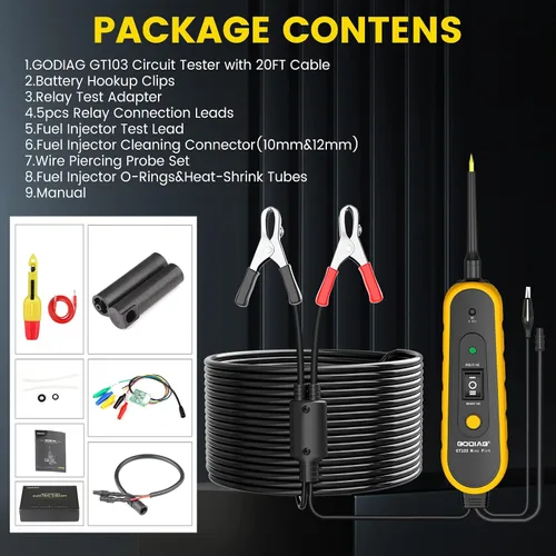 Vista 6 de GODIAG Kit de sonda de circuito de potencia, probador de sonda 6V-24V luz de prueba de CC Buscador de cortocircuitos automotrices 12V Kit