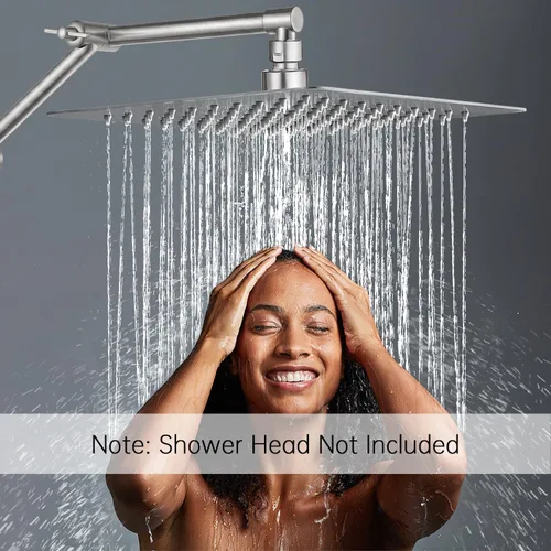Vista 2 de G-Promise Brazo de Extensión para Cabezal de Ducha de 13 Pulgadas, Extensor de Latón Macizo Ajustable en Altura y Ángulo, Eleva o Baja la Ducha
