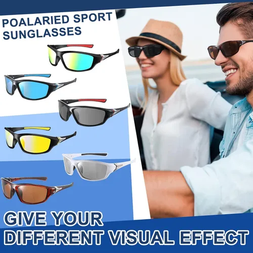 Vista 7 de Macarrie 36 gafas de sol deportivas polarizadas antirreflejos, gafas de sol polarizadas de visión nocturna con marco resistente para hombres