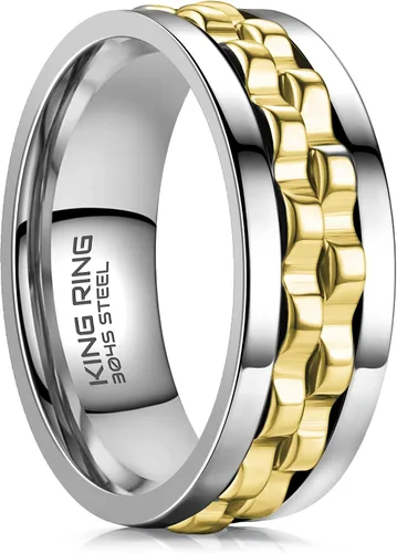 Vista 10 de King Ring Anillos giratorios de engranajes de 0.315 pulgadas – Anillos para ansiedad ultra pulidos para hombres y mujeres – Diseñado en Estados
