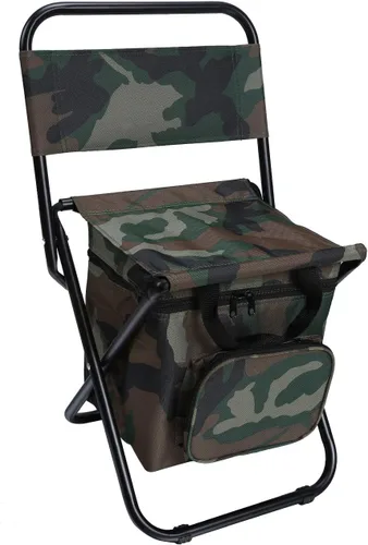 Vista 7 de LEADALLWAY Silla de Pesca con Bolsa Enfriadora Taburete de Pesca Compacto Silla de Camping Plegable