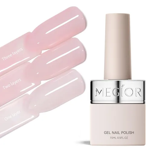 Vista 68 de MEGIOR Esmalte de uñas de gel libre de TPO, 0.5 onzas líquidas, base de gel transparente para remojar la lámpara de uñas LED, capa base de larga