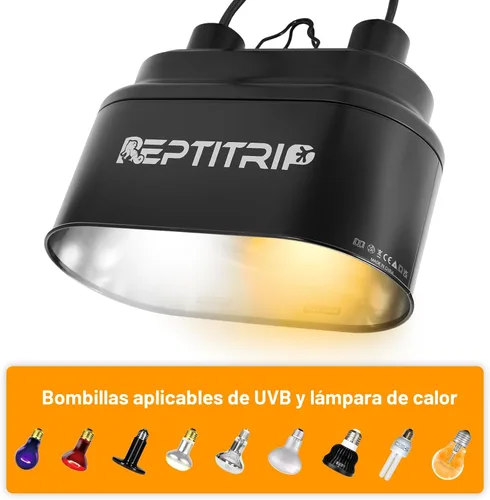 Vista 3 de Accesorio de luz dual para reptiles con interruptores, accesorio de lámpara de calor para reptiles, accesorio de bombilla UVB para terrario