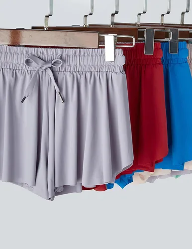 Vista 2 de Paquete de 3 pantalones cortos fluidos para niñas con forro de elastano, 2 en 1, faldas de mariposa para jóvenes, para fitness, correr, deportes