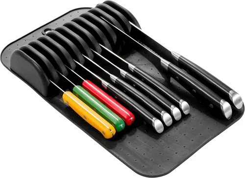 Vista 9 de madesmart Tapete grande para cuchillos, organizador de cuchillos de agarre suave para 11 cuchillos, inserto de cajón antideslizante que protege