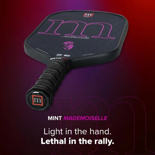 Vista 4 de Mint Sport Mademoiselle - Pala de pickleball T700 de fibra de carbono con núcleo de polipropileno de 0.63 pulgadas, superficie giratoria