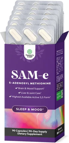 Vista 10 de Sam-E - Suplemento de apoyo al estado de ánimo de 200 mg - S-adenosil metionina Sam-E Suplemento para relajación natural para estimular el estado
