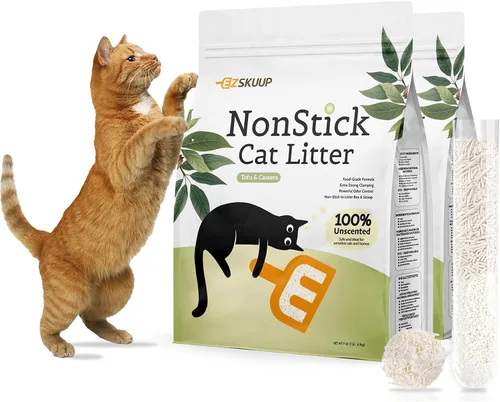 Vista 8 de Arena antiadherente para gatos de tofu ultra aglutinante con yuca, control de olores, pellets de arena para gatitos de bajo seguimiento