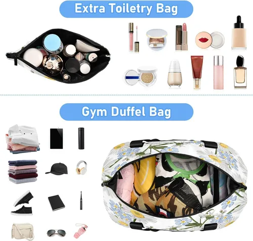 Vista 4 de Flradish Forget-me-not Flower Sports Gym Bag,Travel Duffel bag with Wet Pocket & Shoes Compartment Lightweight Waterproof Overnight Bag for Men Women