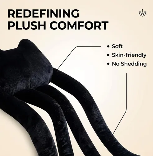 Vista 7 de vitegaw Almohada larga de felpa con diseño de gato negro de 39 pulgadas, lindos animales de peluche Kawaii suaves, juguetes de peluche grandes
