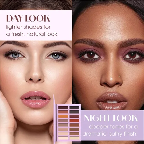 Vista 5 de Lamora Paleta de sombra de ojos - Paleta de maquillaje de ojos con 16 tonos mate altamente pigmentados - Vegano y mezclable